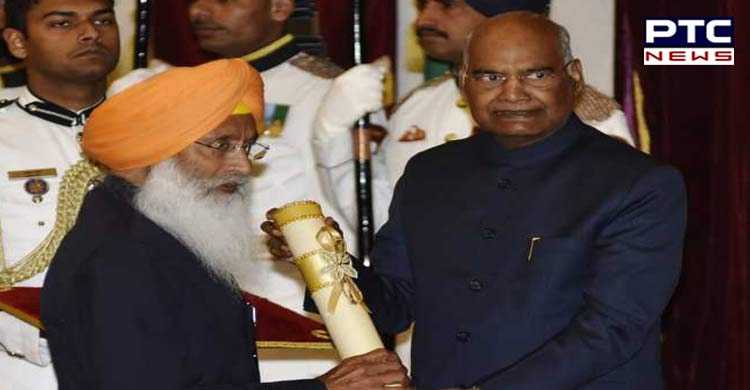 Sukhdev Singh Dhindsa was presented the Padma Bhushan by President Ram Nath Kovind in March 2019. (Picture courtesy: PTC News)